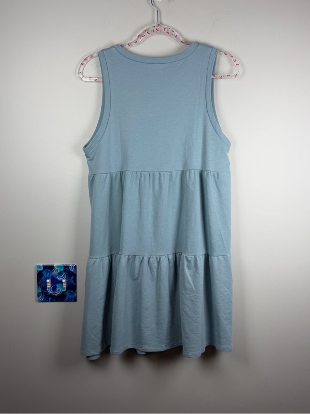 Sew In Love Light Blue Tiered Summer Sleeveless Cotton Coastal Mini Dress Small